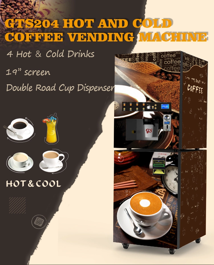 19 Inch Adversting Screen Coffee Milk Vending Machine with Bill Validator