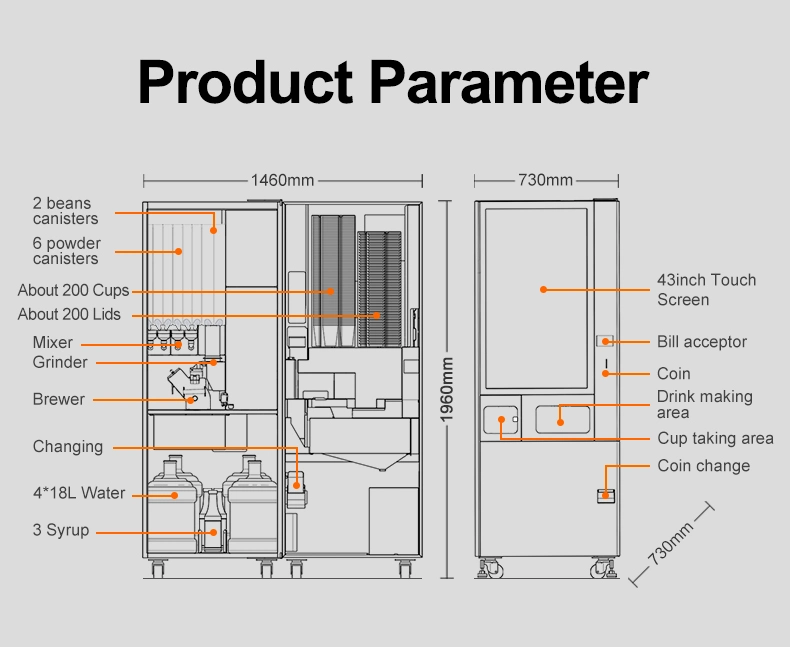 Indoor Coffee Vending Machine Commercial Water Dispenser