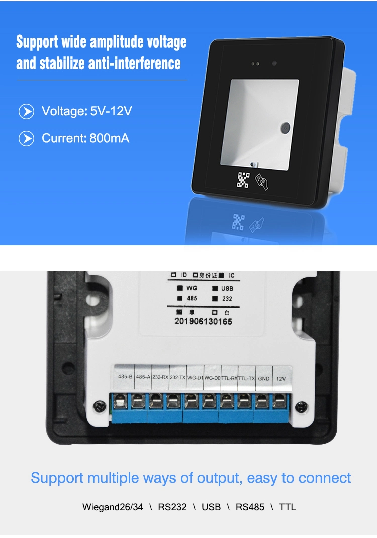 Multi Interface IC ID Card Reader 1d 2D Qr Codr Barcode Scanner Engine (HM20)
