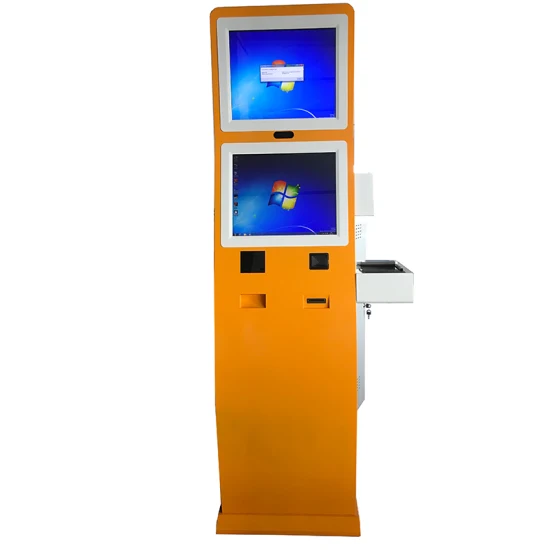 Gesichtserkennungskamera mit zwei Bildschirmen, RFID-Kartenleser, Geldscheinautomat, Selbstkontrolle im Kiosk für Hotels